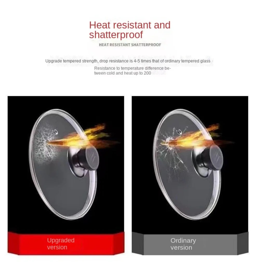 Durable Universal Pot Cover Round Tempered Glass Pot Lid Anti-scalding Visible Frying Pan Cover Kitchen Accessories