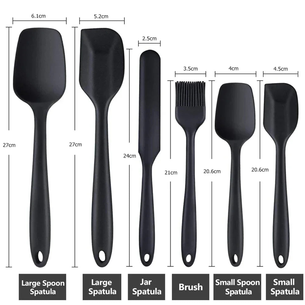 6Pcs Silicone Spatula Set Food Grade Non Stick Heat Resistant Spatulas Turner for Cooking Baking Mixing Baking Tools
