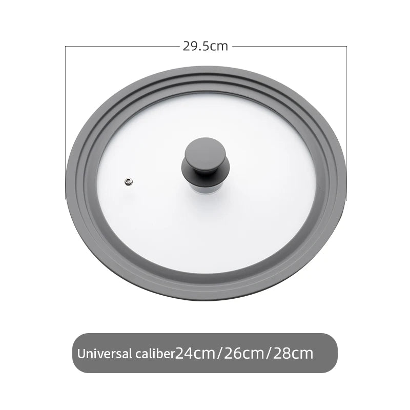 Universal Lid for Pots Tempered Glass with Silicone Lid Pot Drop-Proof Visualization Wok Lid Kitchen Utensils Cookware Parts