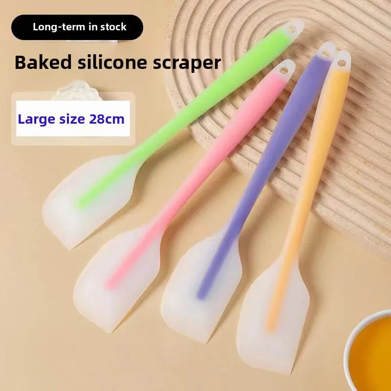 28cm kitchen silicone spatula, semi transparent cooking dough scraper, heat-resistant baking tool, cake brush and scraper