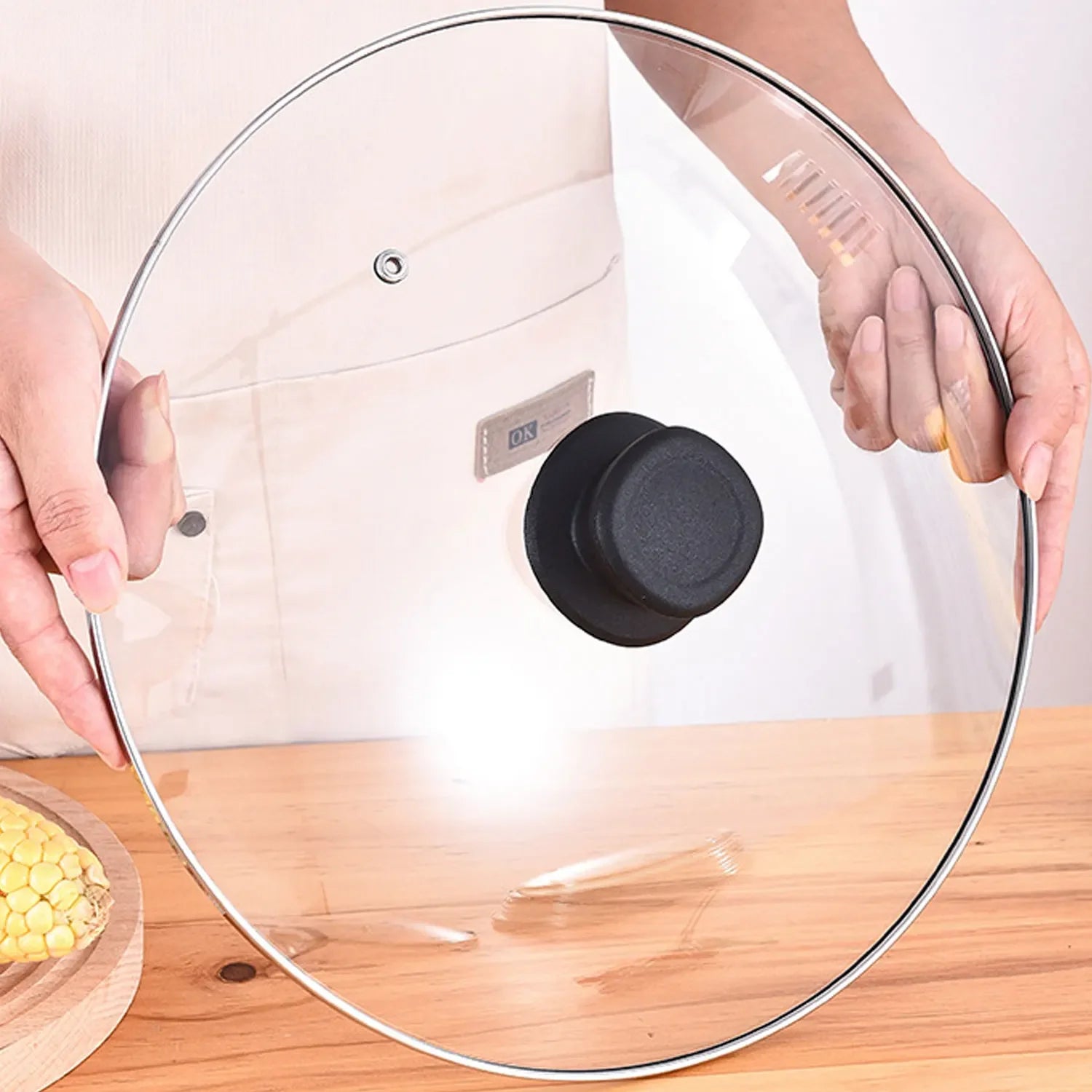 20cm 24cm 26cm 28cm Stainless steel Thick Transparent Tempered Glass Lid cover Soup Pot Saucepan Frying Pan Wok Lid With Knob