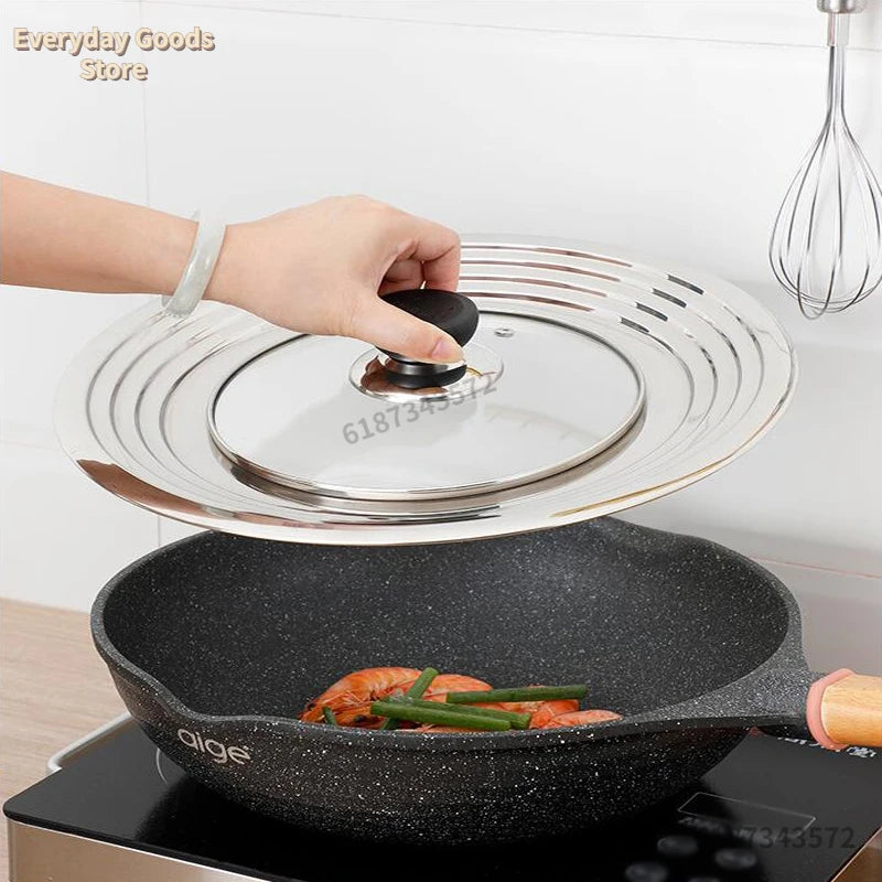 Stainless Steel Universal Lid For Pot And Pan Skillet Lid Pot Cover Fit 28cm Cookware Frying Pan Cover Pan Lid With Knob