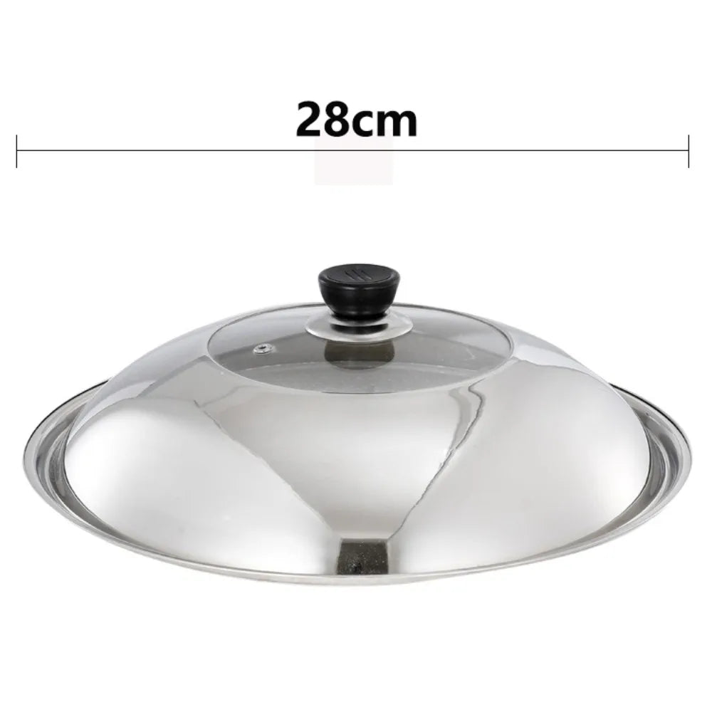 Round 28/30/32/34/36cm Cooking Pot Lid Visible Stainless Steel Wok Lids Anti-scalding Combined Pot Cover Household