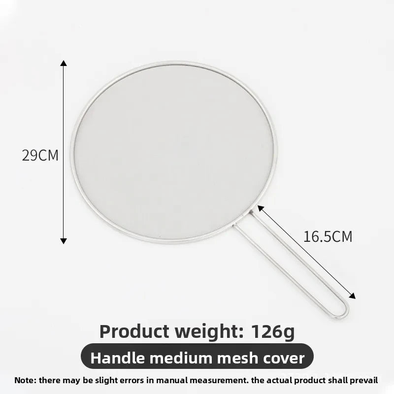 Stainless Steel Splatter Screen Oil-Proofing Lid with Spill-proof Feature Frying Pan Cover Cooking Tool Mesh Pot Lid Cover