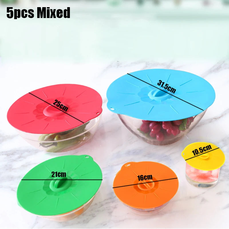 3/5PCS Silicone Microwave Bowl Cover Cooking Pot Pan Lid Cover Food Wrap Cooking Tools Kitchen Utensil Fresh-keeping Bowl Lid