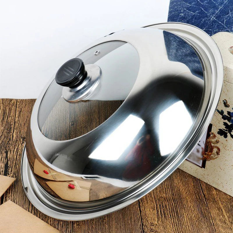Stainless Steel Visible Pot Lid Combined Tripod Wok Cover Kitchen Cookware Accessories Replacement 28CM