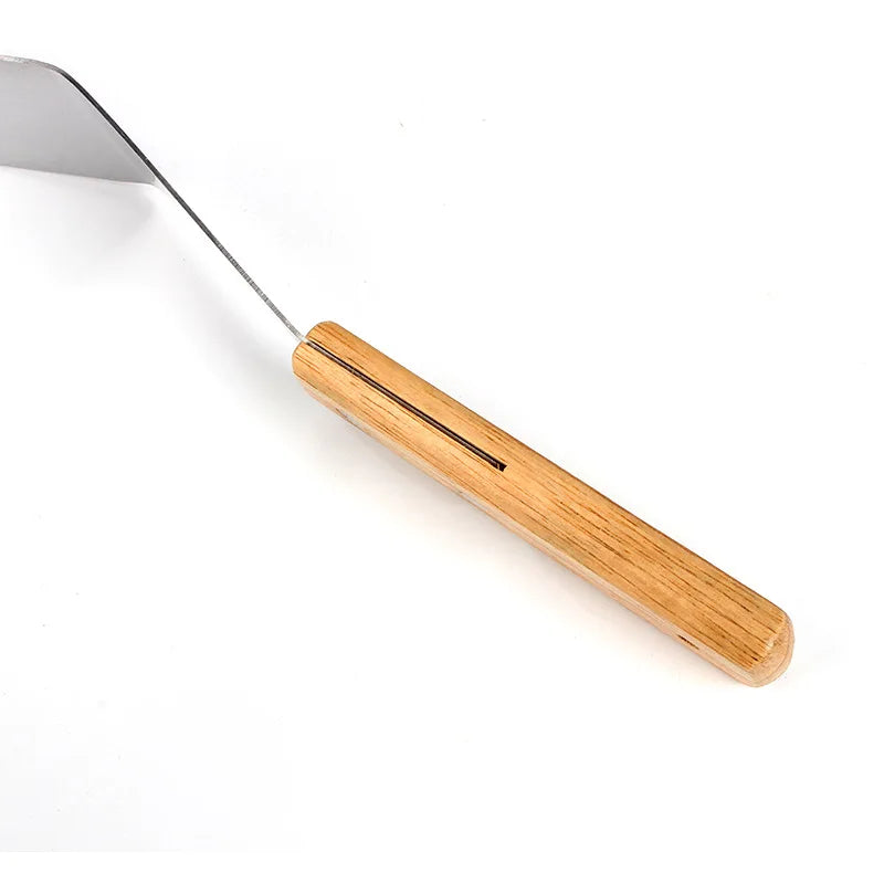 Wooden Handle Grill Spatula Square Head Pizza Shovel Pancake Beef Turner Scraper BBQ Utensils Steak Spatula Burger With Blade