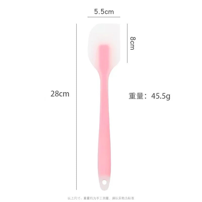 28cm kitchen silicone spatula, semi transparent cooking dough scraper, heat-resistant baking tool, cake brush and scraper