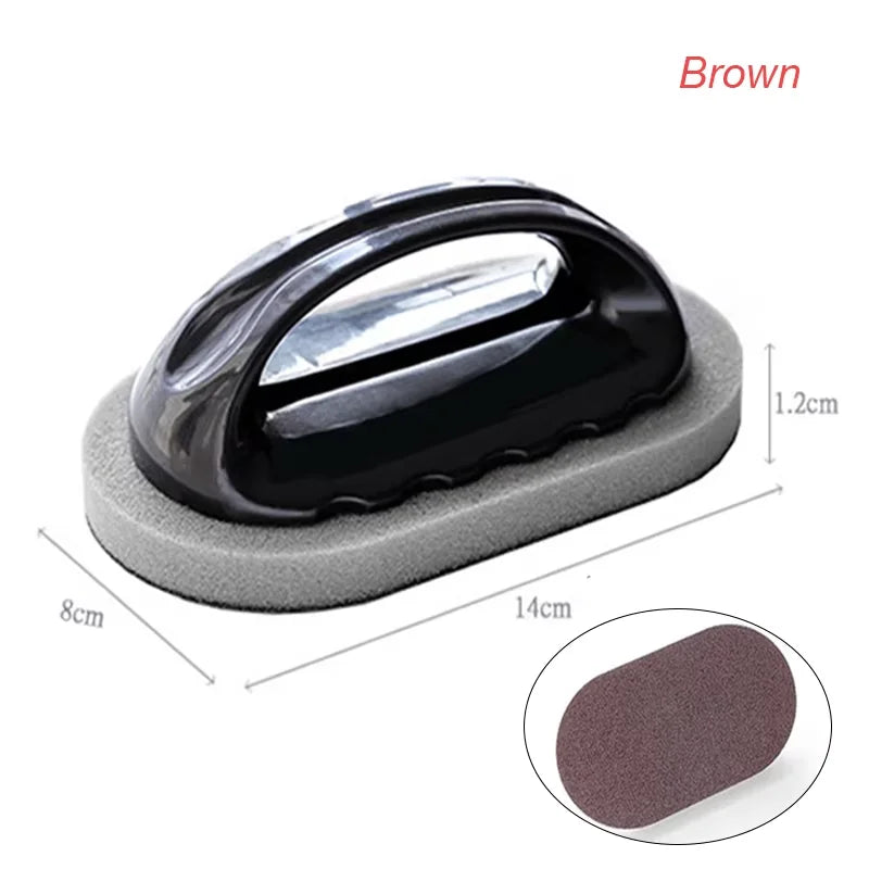 1PC Pot Cleaning Brush with Handle-Sandpaper Sponge Scrubber, Effective for Pot Bottom Black Stain&Rust Removal, Cleaning Helper