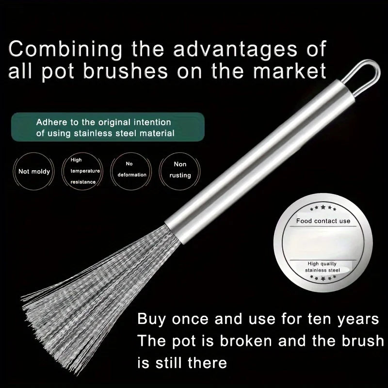 1/5pcs Stainless Steel Cleaning Brush Efficient Kitchen Scrubber for Non-Destructive Cleaning Durable Metal Pot Cleaning Tools