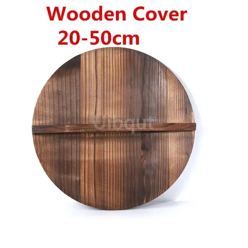 Wooden wood cover Handmade fir anti-scalding pot cover wok lid hypotenuse iron wood lid iron wok wooden pan lid der Deckel