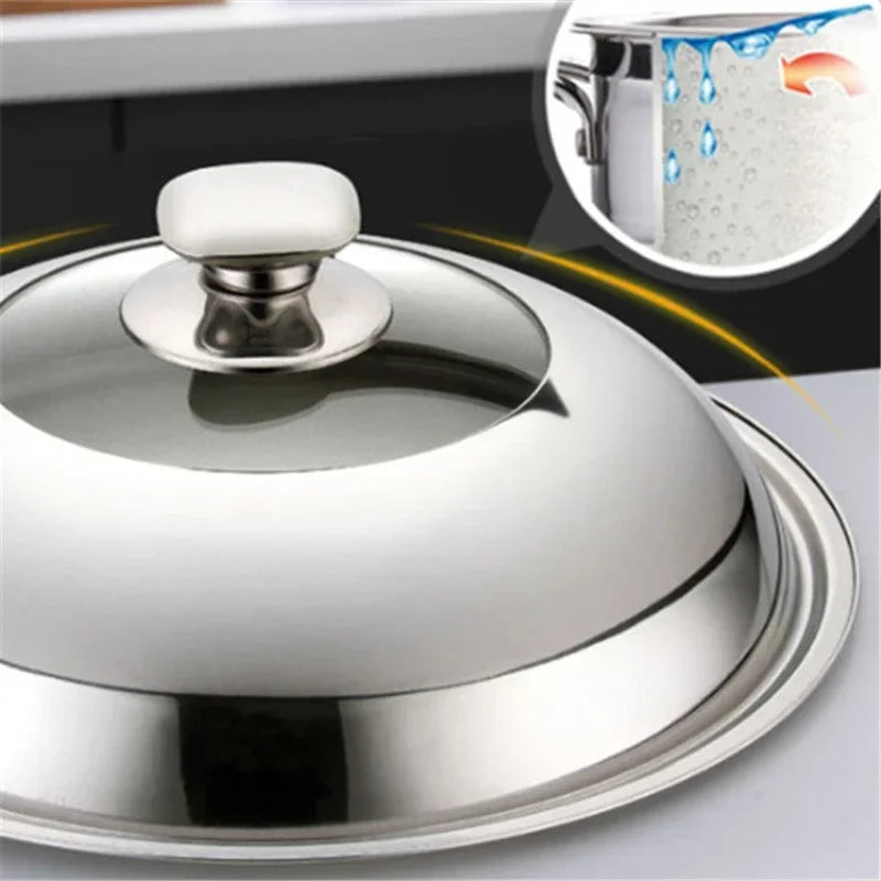Visible Cooking Wok Pan Lid Stainless Steel Universal Pan Cover Visible Replaced Lid for Frying Wok Pot Quality Dome Wok Cover