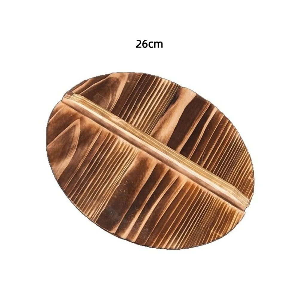 Traditional Universal Wooden Pot Cover 22-34cm Anti Scalding Iron Wok Pan Lid Round Cookware Parts Kitchen Accessories