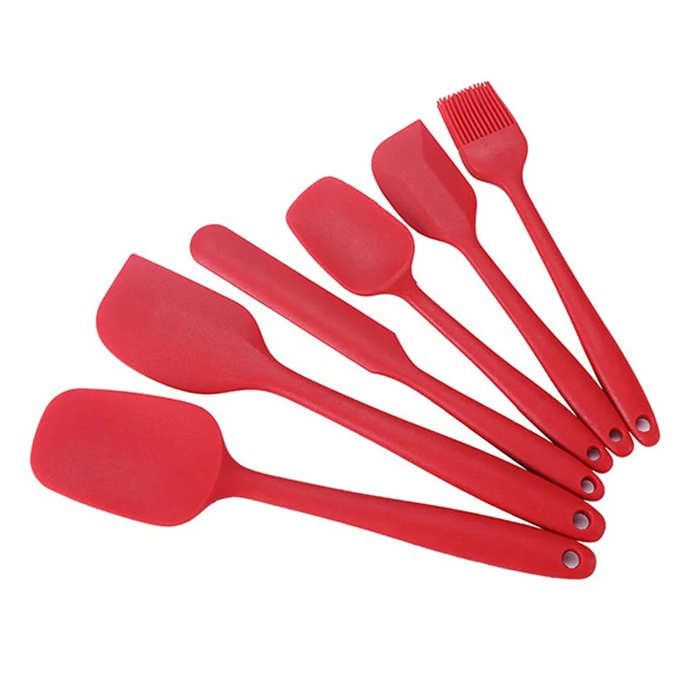 6Pcs Silicone Spatula Set Food Grade Non Stick Heat Resistant Spatulas Turner for Cooking Baking Mixing Baking Tools
