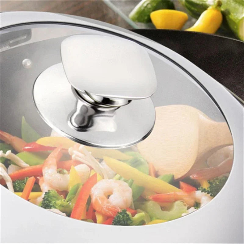 Visible Cooking Wok Pan Lid Stainless Steel Universal Pan Cover Visible Replaced Lid for Frying Wok Pot Quality Dome Wok Cover
