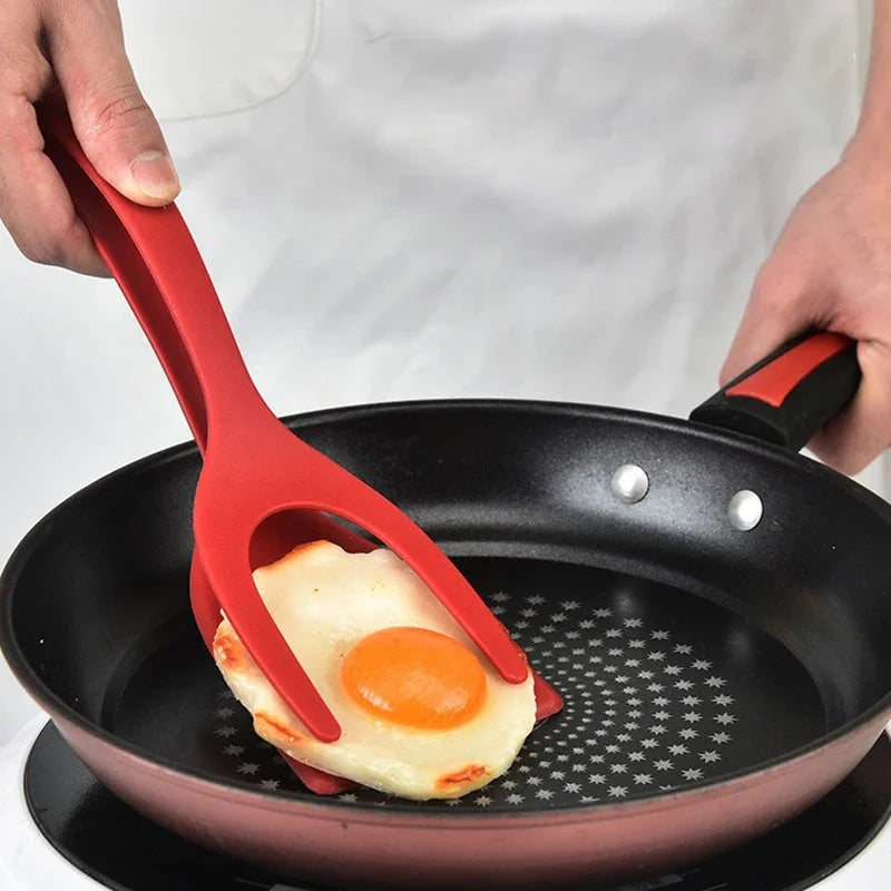 2-in-1 Kitchen Spatula Omelette Steak Omelette Flip Spatula Non Stick Food Tongs Fried Cooking Turner Tool Kitchen Accessories