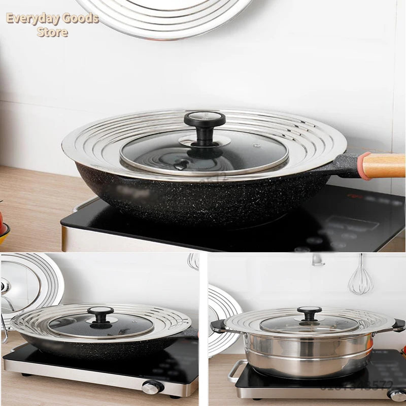 Stainless Steel Universal Lid For Pot And Pan Skillet Lid Pot Cover Fit 28cm Cookware Frying Pan Cover Pan Lid With Knob