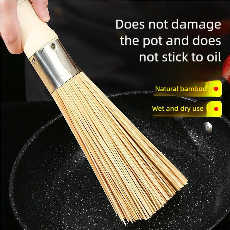1Pcs Long Handle Wok Dish Pan Washing Cleaning Brushes Scrubbers Bamboo Pot Brush Home Kitchen Cleaner Gadgets Tool Accessories