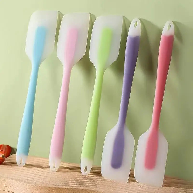 28cm kitchen silicone spatula, semi transparent cooking dough scraper, heat-resistant baking tool, cake brush and scraper