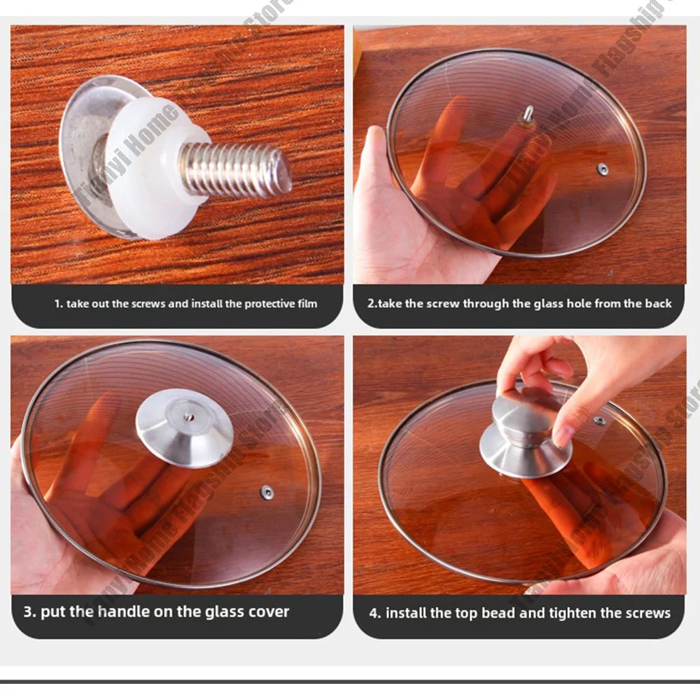 Tea color Glass Pot Lid Stainless steel Rimmed Pan Lid Spill Shatter-Proof Round Chef Glass Cover for Versatile Home Cooking Pan