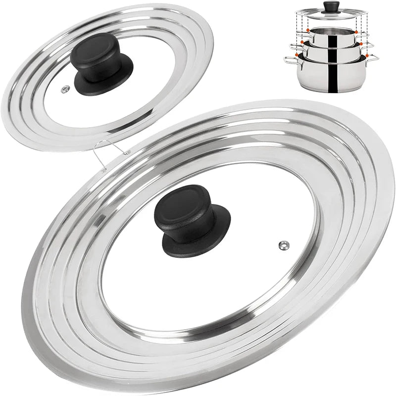 Stainless Steel Pan Cover For 8.2-12.5 Inch Cookware Universal Lid For Pots And Pans Replacement Frying Pan Cover Pot Lid
