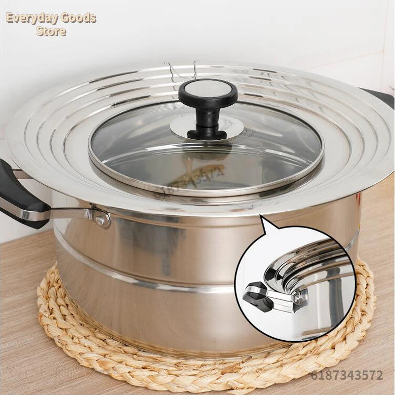 Stainless Steel Universal Lid For Pot And Pan Skillet Lid Pot Cover Fit 28cm Cookware Frying Pan Cover Pan Lid With Knob