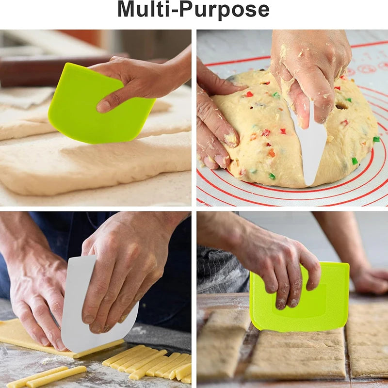 3Pcs Dough Scraper Set Plastic Dough Cutter Cake Cream Scraper Dough Cutting Knife Cake Spatula Cake Decorating Tool Baking Tool