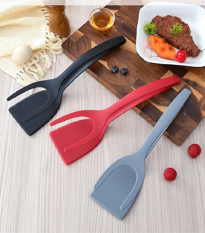 2-in-1 Kitchen Spatula Omelette Steak Omelette Flip Spatula Non Stick Food Tongs Fried Cooking Turner Tool Kitchen Accessories