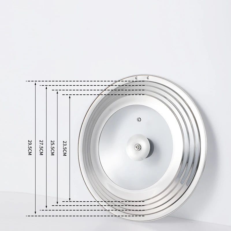 Stainless Steel Universal Lid For Pot And Pan Skillet Lid Pot Cover Fit 28cm Cookware Frying Pan Cover Pan Lid With Knob
