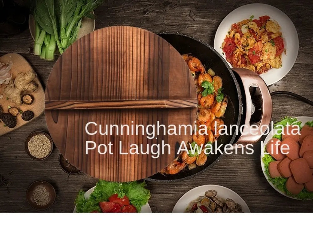 Traditional Universal Wooden Pot Cover 22-34cm Anti Scalding Iron Wok Pan Lid Round Cookware Parts Kitchen Accessories