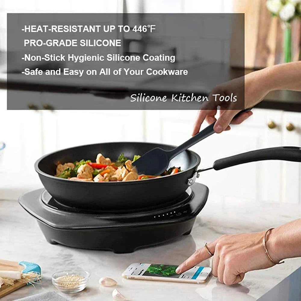 6Pcs Silicone Spatula Set Food Grade Non Stick Heat Resistant Spatulas Turner for Cooking Baking Mixing Baking Tools