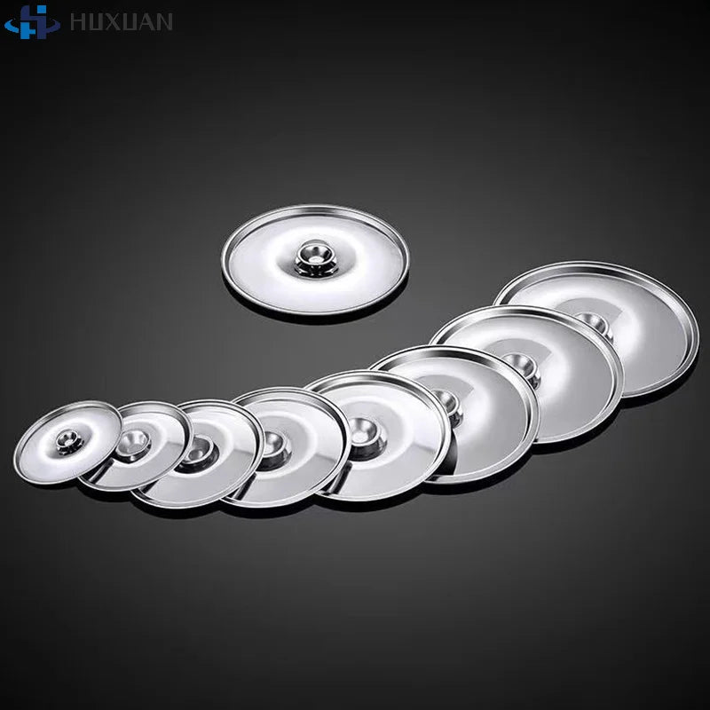 1Piece 10/12/14/16/18/20/22/24/26cm Silver Round Pot Lid Replacement Kitchen Thicken Stainless Steel Saucepan Cover