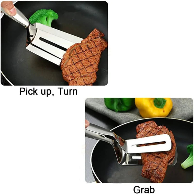 Stainless Steel Frying Shovel Clip Multifunctional Steak Bbq Tongs Pancake Fried Pizza Steak Fish Spatula Bread Kitchen Tool