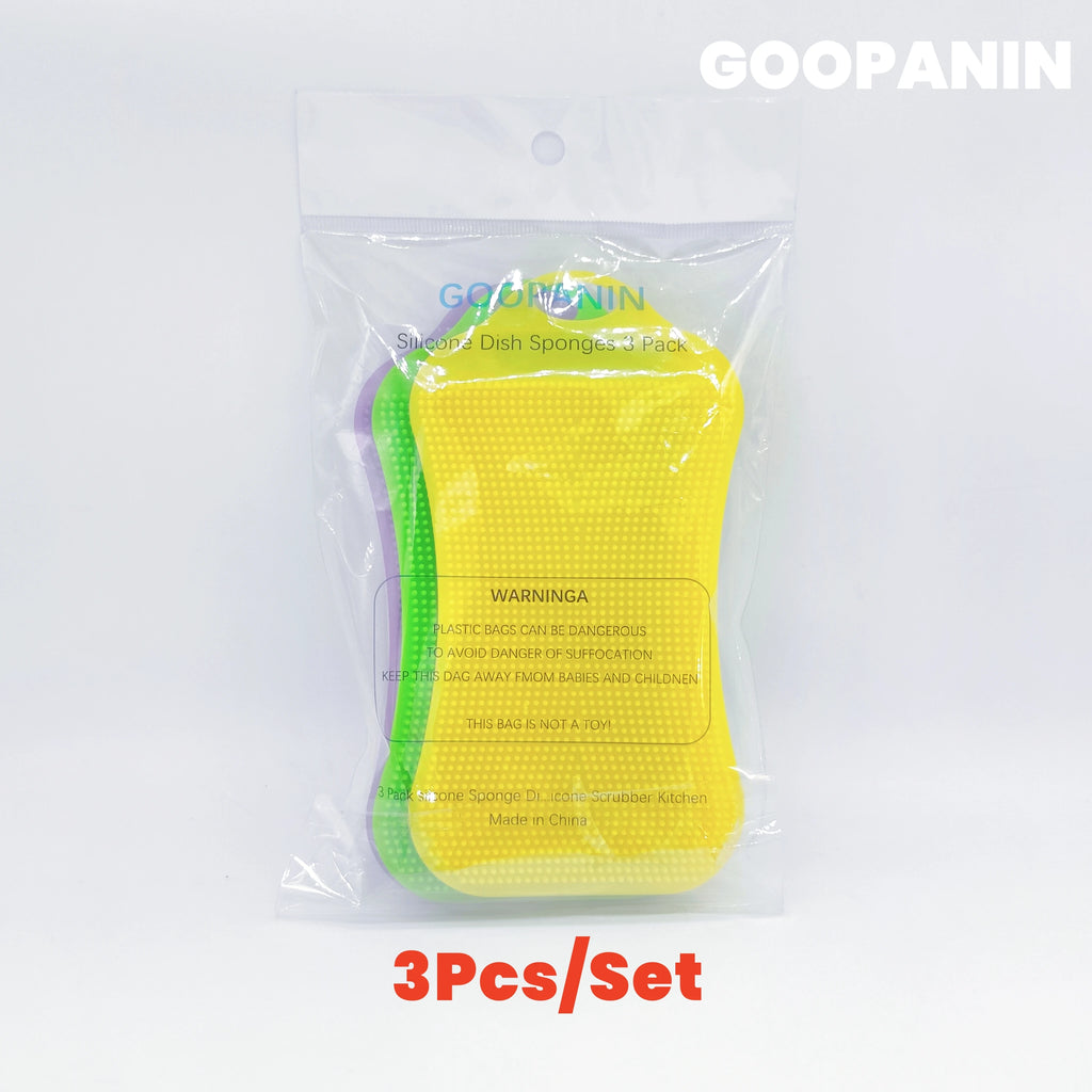 3Pcs Silicone Sponge Brush Pot Pan Dish Silicone Scouring Pad cleaning cloths Fruit Wash Brushes Kitchen Sponge Cleaning Tool