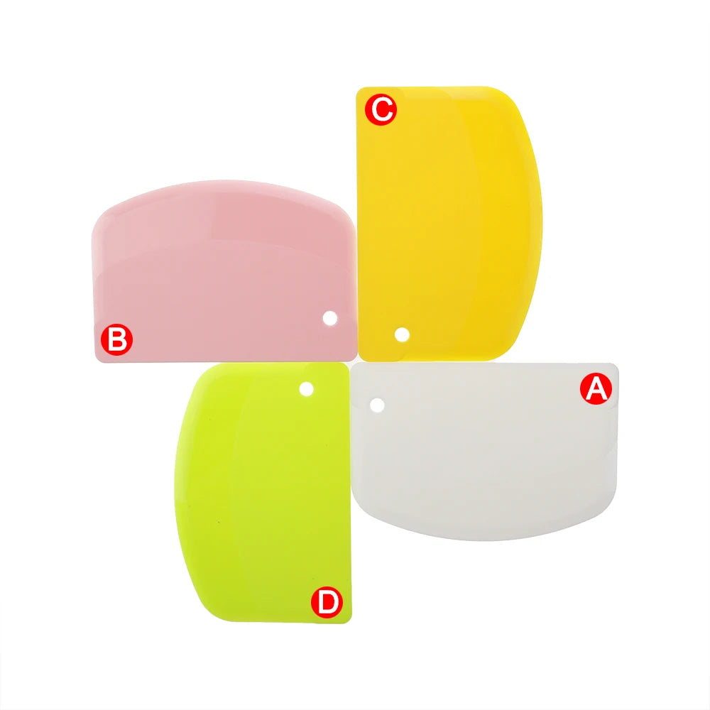 1Pc 20G 4 Colour Plastic Cake Cream Spatula Dough Knife Cutter Butter Batter Scraper Decorating Plain Smooth Edge Baking Tools