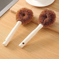 1 Piece Coconut Palm Pot Brush Long Handle Pot Wash Brush Non-Stick Pot Non-Stick Oil Cleaning Brush Kitchen Sink Stove Brush