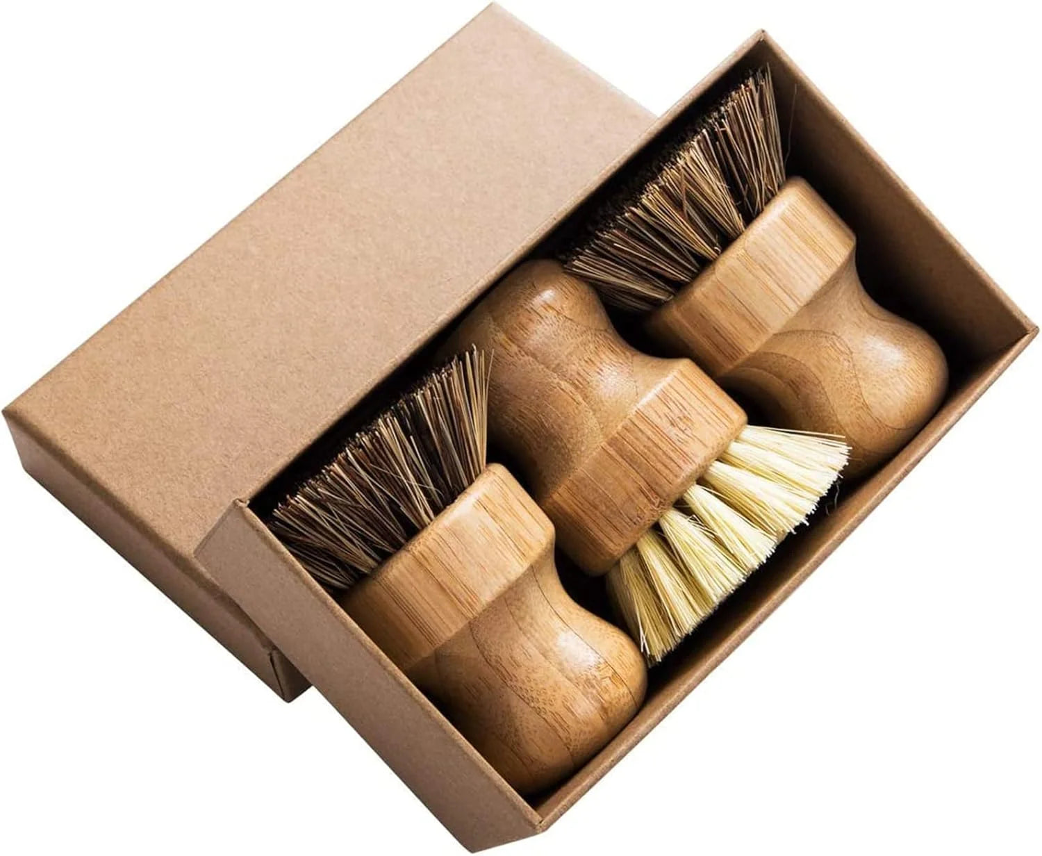 Bamboo Scrub Dish Brushes for Kitchen-Delicate Natural Washing Brush Clean Iron pots Plates for Home Kitchen Clean