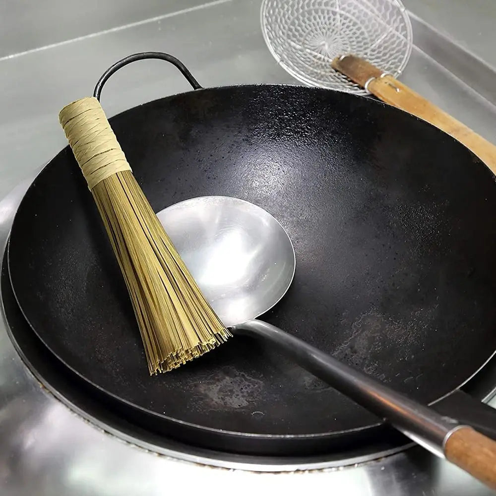 1PC 7 Inches Length Wok Brush Cleaning Whisk Traditional Bamboo Wok Brushes Kitchen Tools