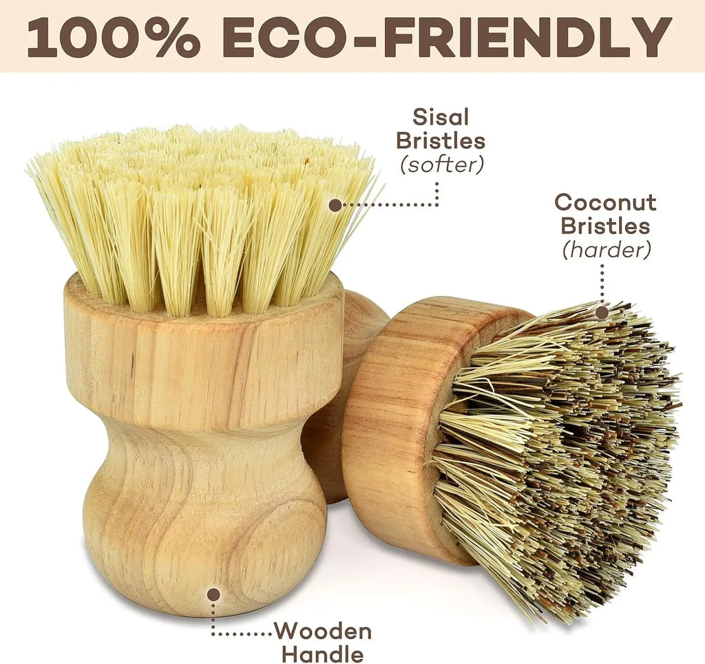 Bamboo Scrub Dish Brushes for Kitchen-Delicate Natural Washing Brush Clean Iron pots Plates for Home Kitchen Clean