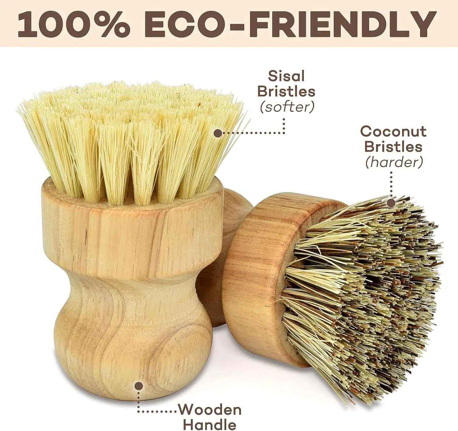 Bamboo Scrub Dish Brushes for Kitchen-Delicate Natural Washing Brush Clean Iron pots Plates for Home Kitchen Clean