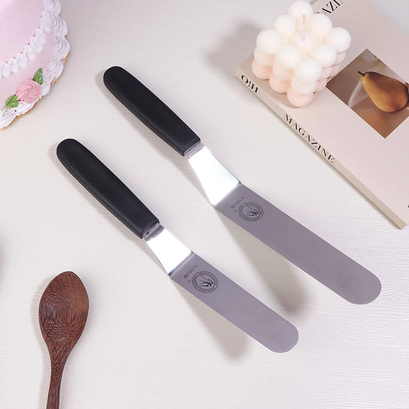 6/8/10 Inch Icing Spatula Angled Stainless Steel Palette Knife Curved Offset Blade Frost Cream Spatula For Cake Pastry Baking