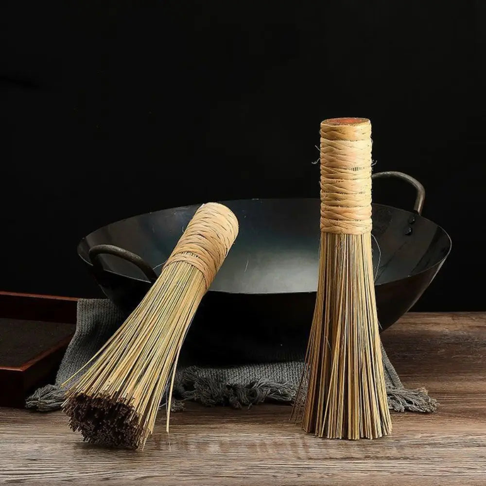 1PC 7 Inches Length Wok Brush Cleaning Whisk Traditional Bamboo Wok Brushes Kitchen Tools