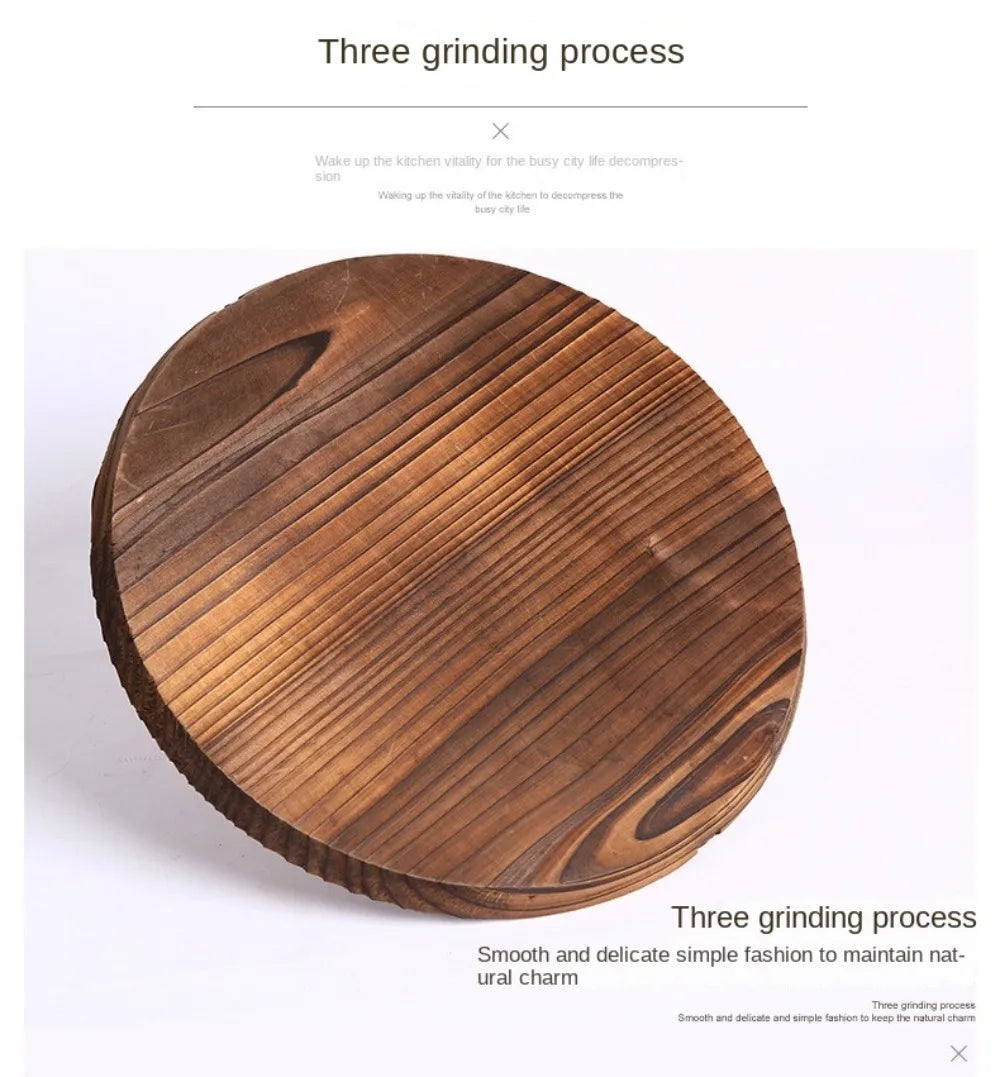 Traditional Universal Wooden Pot Cover 22-34cm Anti Scalding Iron Wok Pan Lid Round Cookware Parts Kitchen Accessories