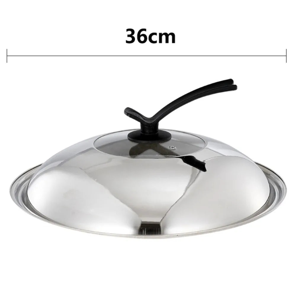 Round 28/30/32/34/36cm Cooking Pot Lid Visible Stainless Steel Wok Lids Anti-scalding Combined Pot Cover Household