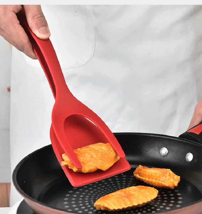 2-in-1 Kitchen Spatula Omelette Steak Omelette Flip Spatula Non Stick Food Tongs Fried Cooking Turner Tool Kitchen Accessories
