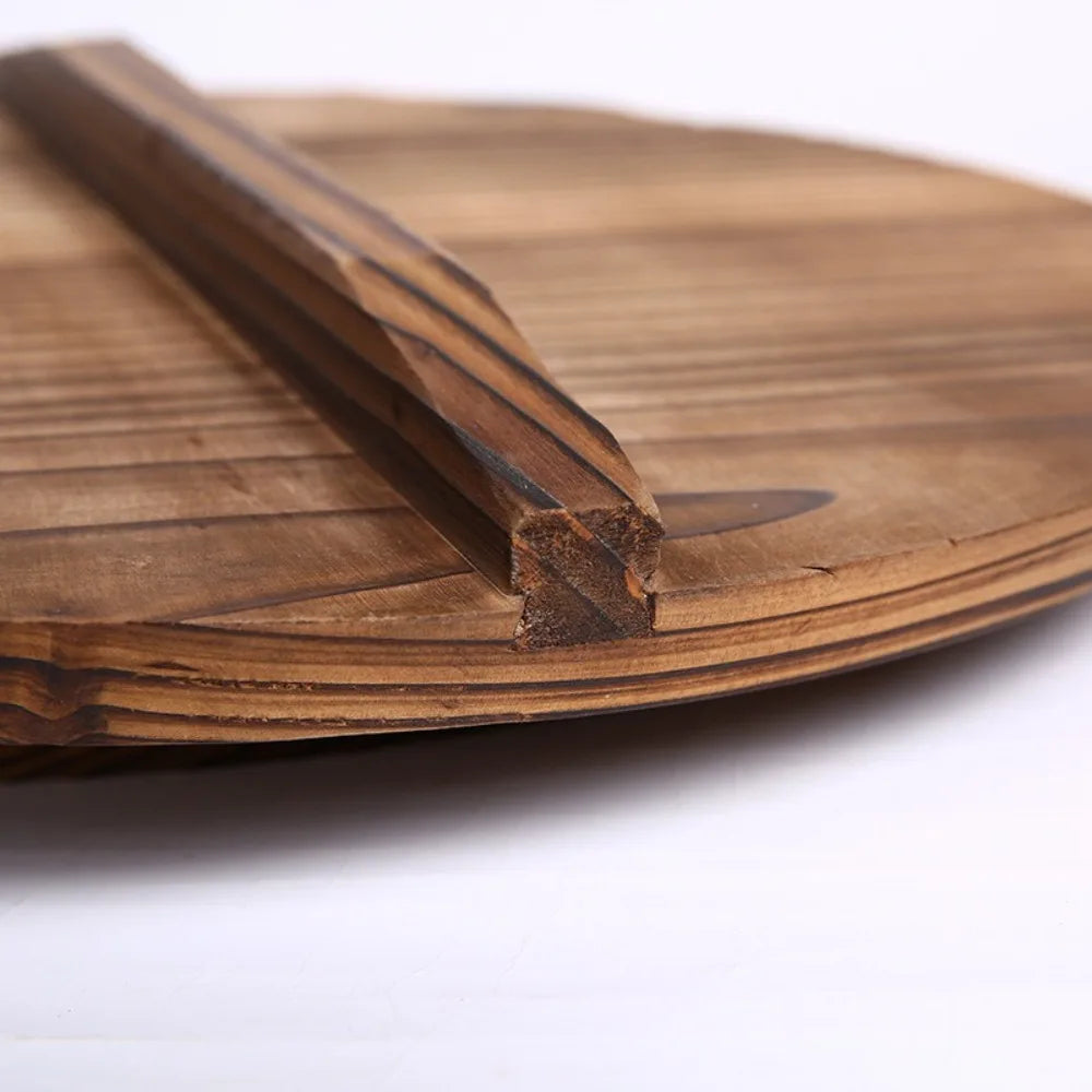 Traditional Universal Wooden Pot Cover 22-34cm Anti Scalding Iron Wok Pan Lid Round Cookware Parts Kitchen Accessories