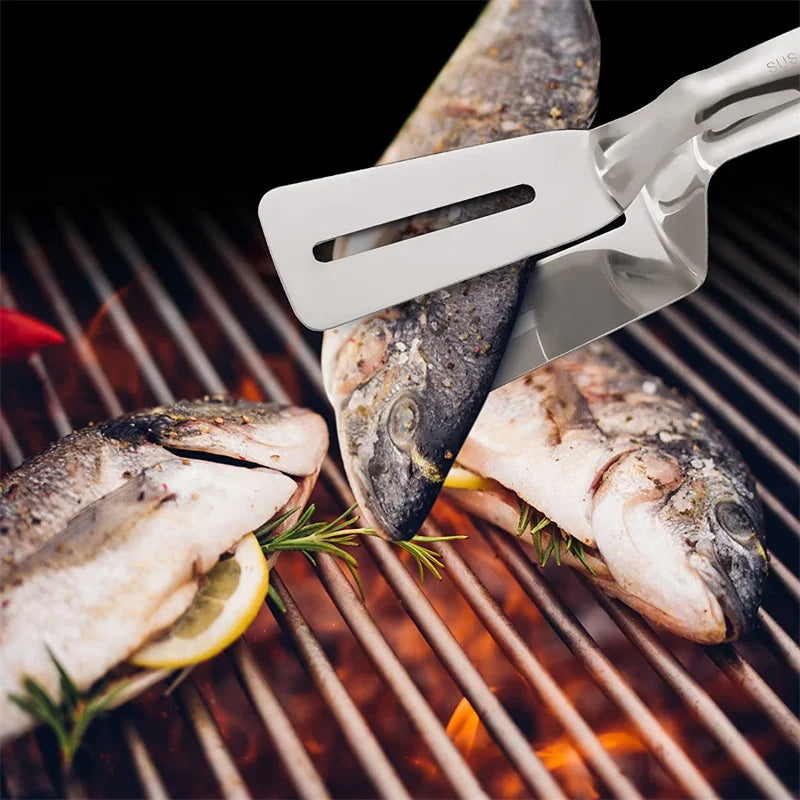 Stainless Steel Frying Shovel Clip Multifunctional Steak Bbq Tongs Pancake Fried Pizza Steak Fish Spatula Bread Kitchen Tool