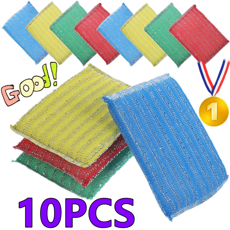 10-1PC Pot Dish Steel Wire Wash Sponges Double Side Dishwashing Sponge Household Kitchen Pans Cleaning Tool Tableware Dish Brush