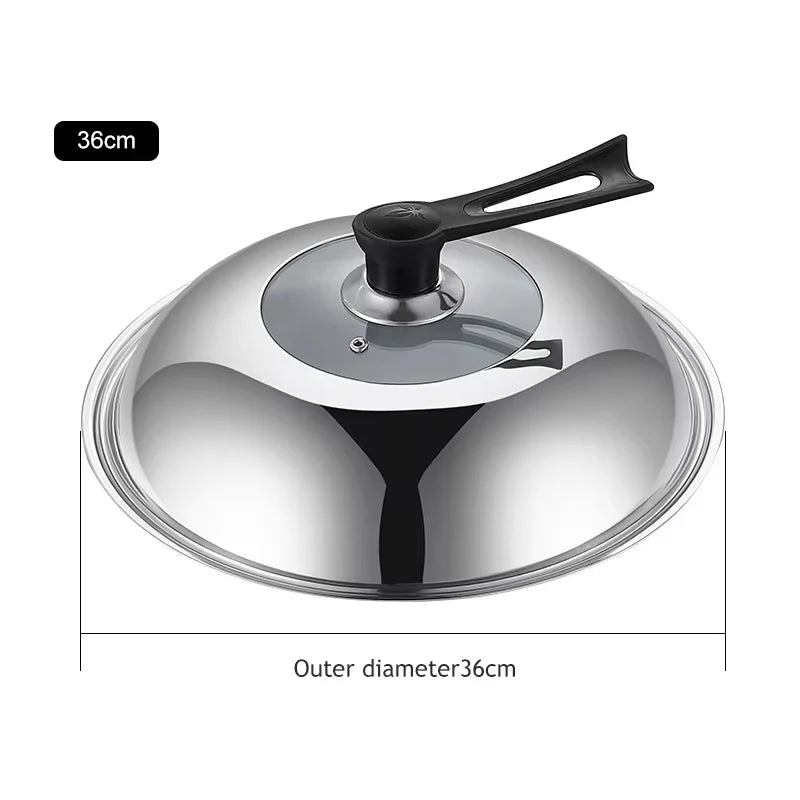 30/32/34/36cm Pan Lids,Stainless Steel Pot Lid Pan Cover Thicken Visible Wok Lid Household Frying Pan Lid Cookware Parts