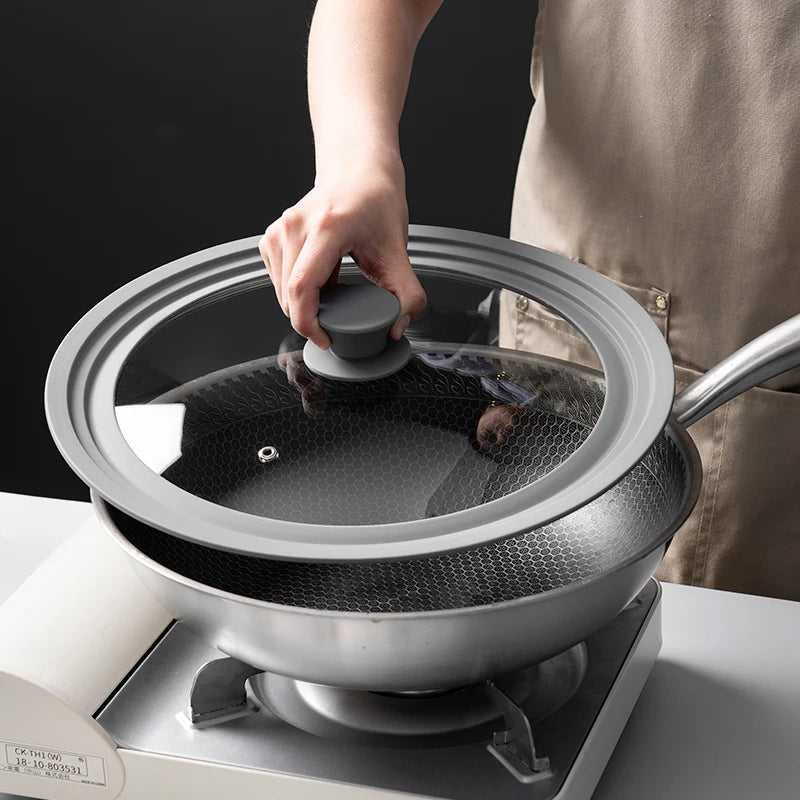 Universal Lid for Pots Tempered Glass with Silicone Lid Pot Drop-Proof Visualization Wok Lid Kitchen Utensils Cookware Parts